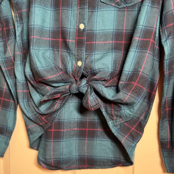Abercrombie Kids Teal and Maroon Plaid Button-Down Shirt - Picture 3 of 9
